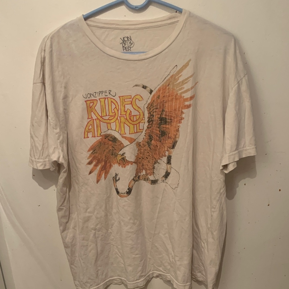 Dope Von Zipper Rides Alone Eagle Tee Cream and Orange Print 100% Cotton SZ XL